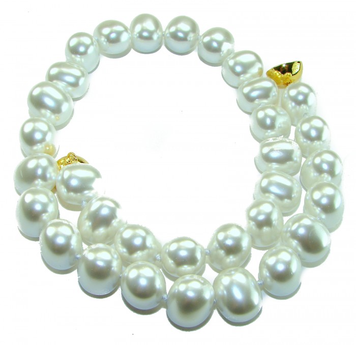 Baroque style 16 inches long Freshwater Pearl 10K Gold over .925 Sterling Silver handmade Necklace - Baroque freshwater pearl necklace with gold clasp detail.