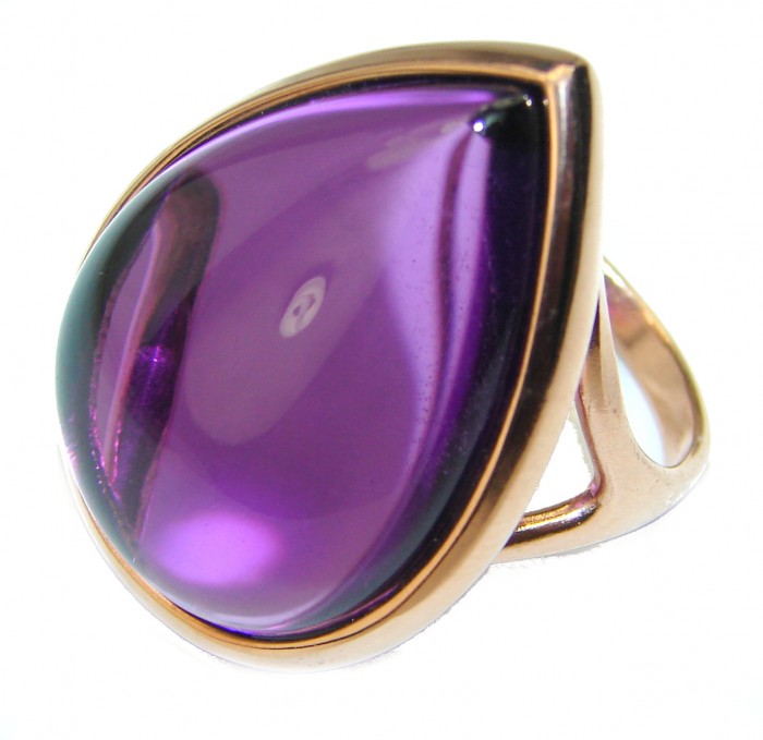 Spectacular Amethyst 14K Gold over .925 Sterling Silver Handcrafted Large Ring size 6 1/4 - photo 2