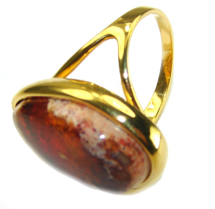 Bonfire Night best quality Mexican Opal 14K Gold over .925 Sterling Silver handmade ring 9 - photo 1