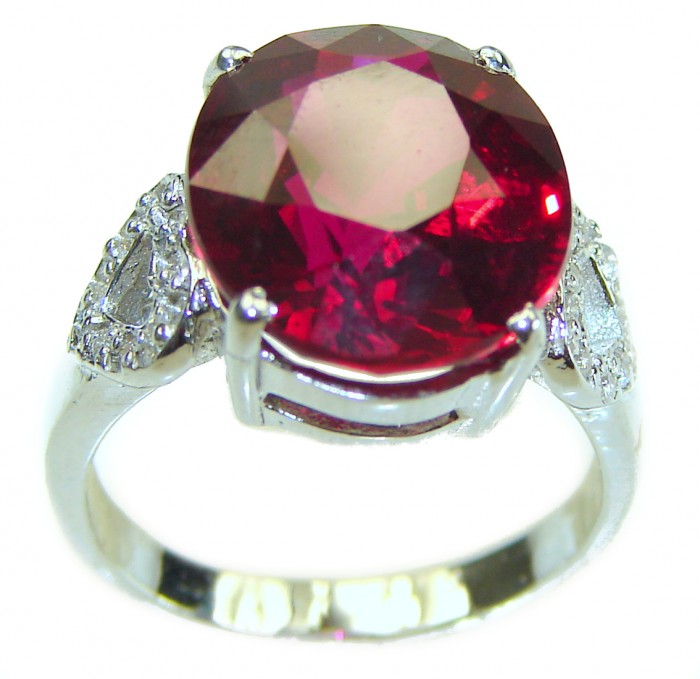 Red Brilliance 11.5 carat Red Topaz .925 Silver handcrafted Large Cocktail Ring s. 6 1/4 - photo 2