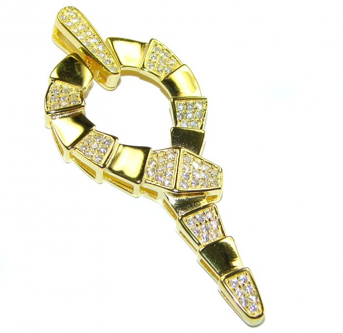 The Egyptian Cobra White Sapphire 18K Gold over .925 Sterling Silver Pendant - photo 3