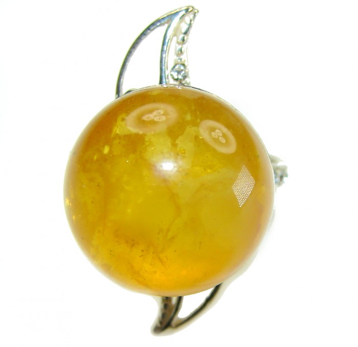 Modern Concept Natural Butterscotch Baltic Amber .925 Sterling Silver Large ring s. 8 - photo 3
