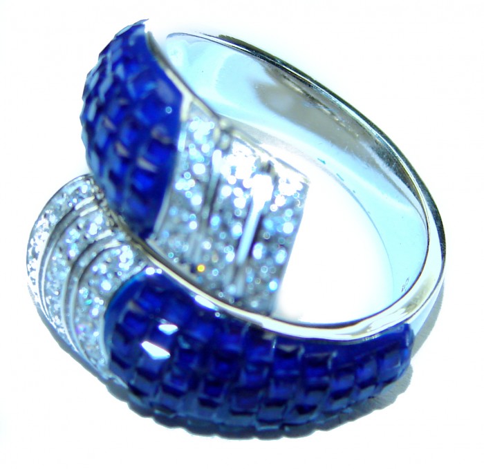Luxurious 6.8 carat Sapphire .925 Sterling Silver handcrafted Ring size 7 1/4 - photo 1