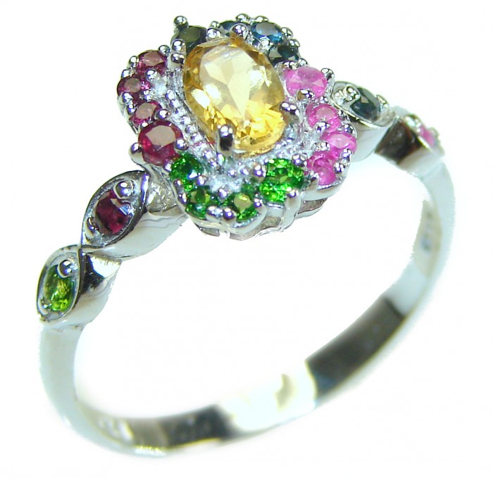 Fiesta 2.5 carat Oval cut Yellow Sapphire .925 Sterling Silver handcrafted ring; s. 8 3/4 - photo 3