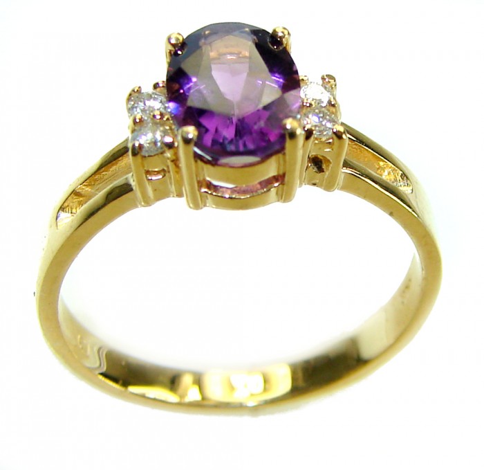Real Gold 1.8 carat AUTHENTIC Amethyst 585 stamped Real Gold Ring size 7 - photo 3