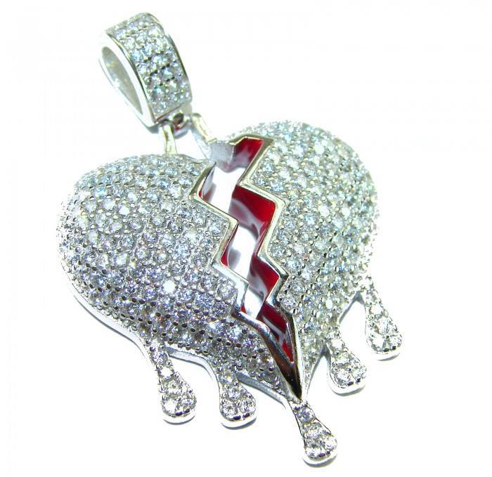 Melting Heart Luxurious 12.4 carat White Topaz .925 Sterling Silver handcrafted pendant - photo 2