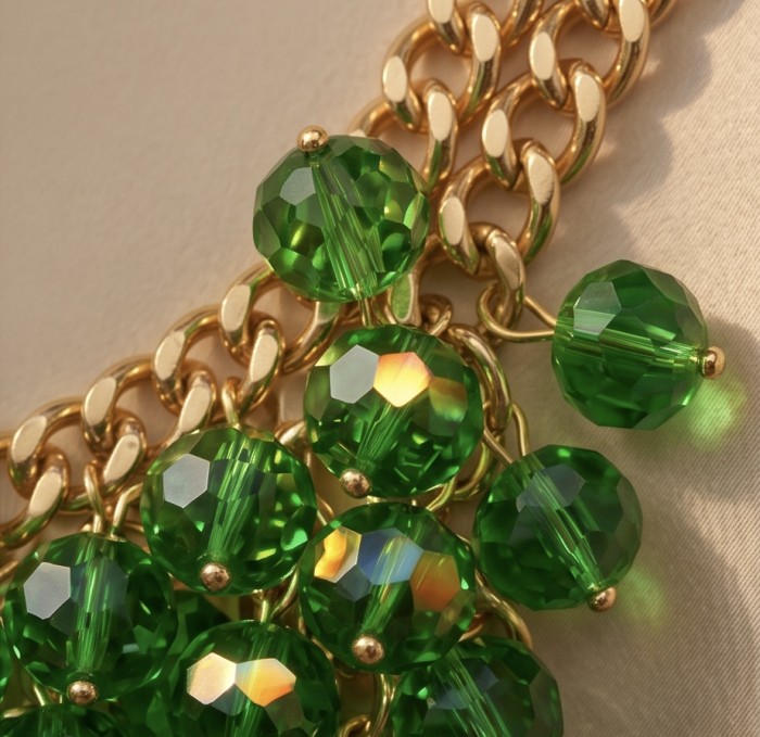 Emma 229.8 carat Green Topaz golden Handcrafted necklace - photo 4