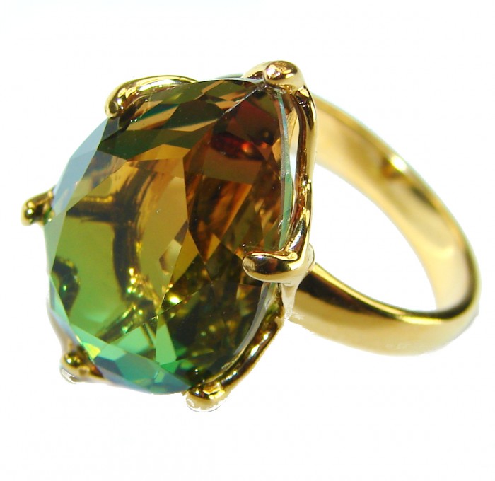 Brazilian Tourmaline 18K Gold over .925 Sterling Silver Perfectly handcrafted Ring s. 6 - photo 2