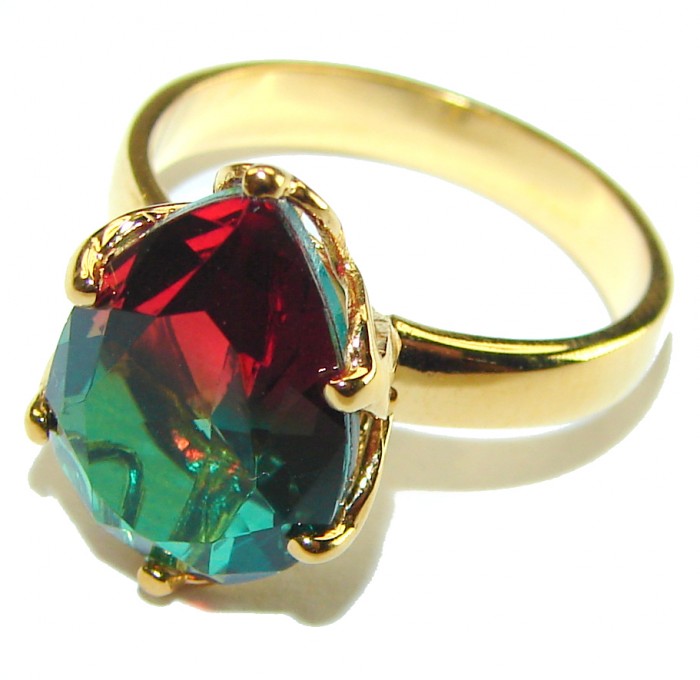 Brazilian Tourmaline 18K Gold over .925 Sterling Silver Perfectly handcrafted Ring s. 8 - photo 1