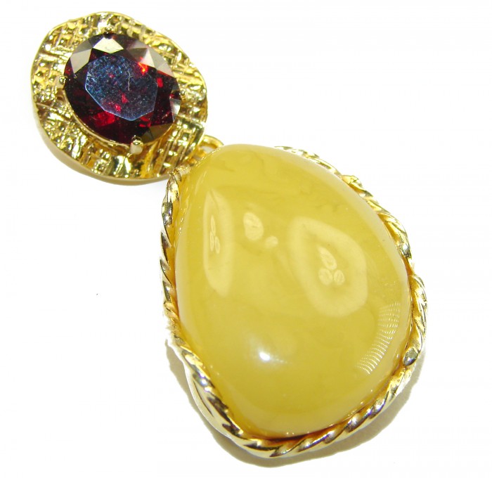 Vintage Beauty authentic Baltic Amber 14K Gold over .925 Sterling Silver handcrafted pendant - photo 1