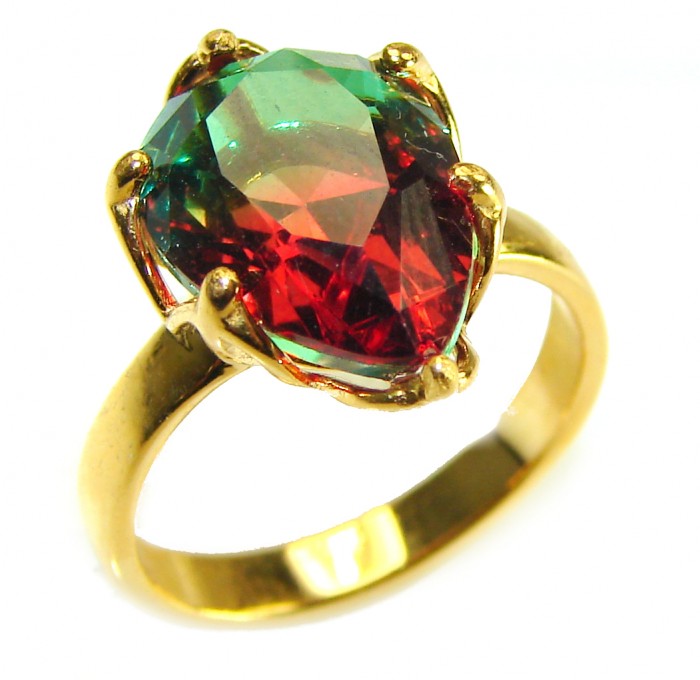 7.9 carat pear cut Brazilian Tourmaline 14K Gold over .925 Sterling Silver Perfectly handcrafted Ring s. 6 - photo 3