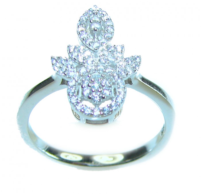Exclusive 4.9 carat White Topaz .925 Sterling Silver handcrafted ring size 8 - photo 3