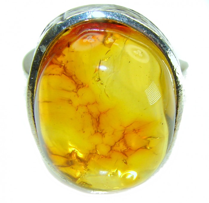 Beauty of the Sea natural Baltic Amber .925 Sterling Silver handcrafted ring; s. 8 adjustable - photo 3
