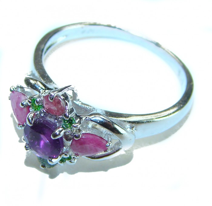 1.8 carat African Amethyst .925 Sterling Silver Handcrafted Ring size 8 - photo 1