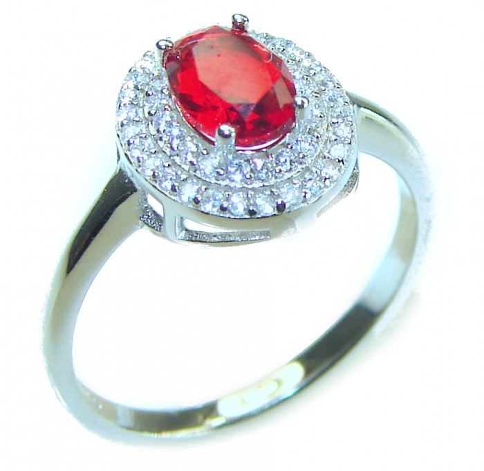 Gabriella oval cut 1.8 carat Ruby .925 Sterling Silver handcrafted Cocktail Ring s. 7 1/2 - photo 2