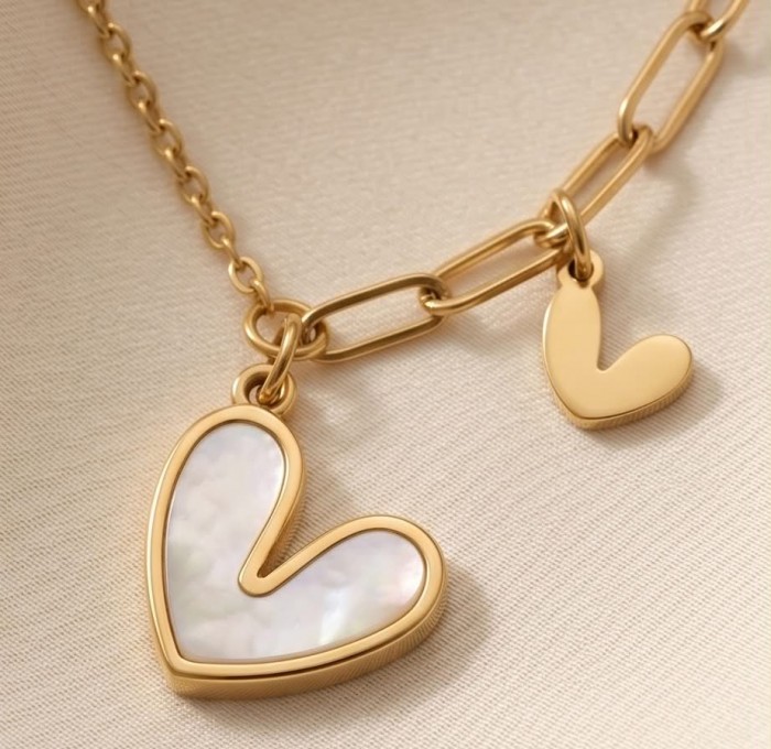 Precious Hearts Golden .925 Sterling silver Statement Necklace - photo 2