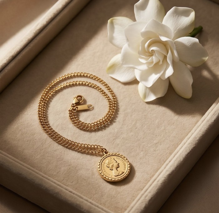 Ave Caesar - Vintage Style Coin Gold handcrafted necklace - photo 3