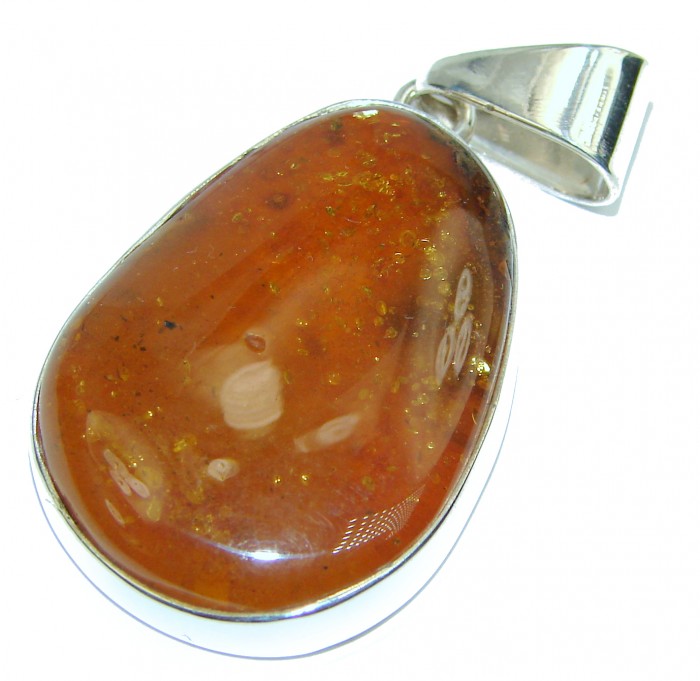 Genuine Honey Baltic Amber .925 Sterling Silver handmade pendant - photo 1