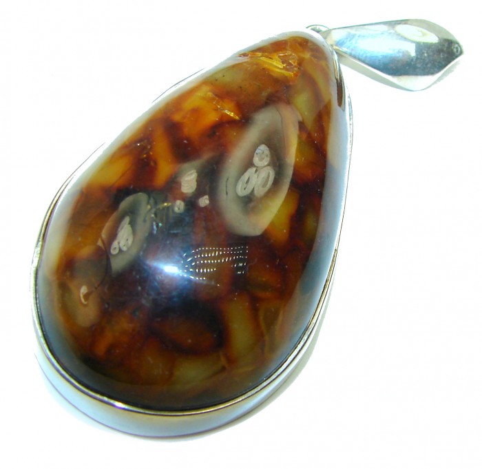 Natural Baltic Amber .925 Sterling Silver handmade Pendant - photo 1