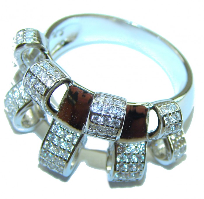 Fabulous White Topaz .925 Sterling Silver brilliantly handcrafted ring s. 7 1/4 - photo 1