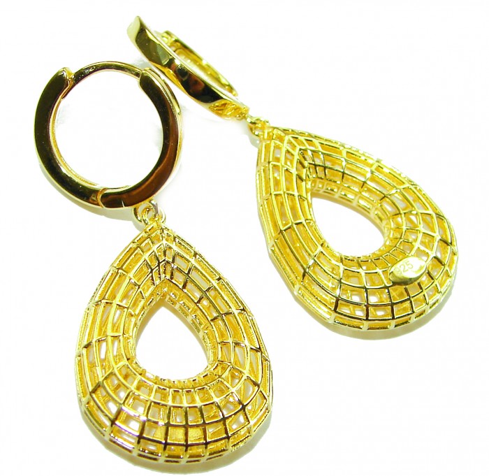 Black Label Collection - Dubai Style - Natural 22K Gold over .925 Sterling Silver handmade earrings - photo 1