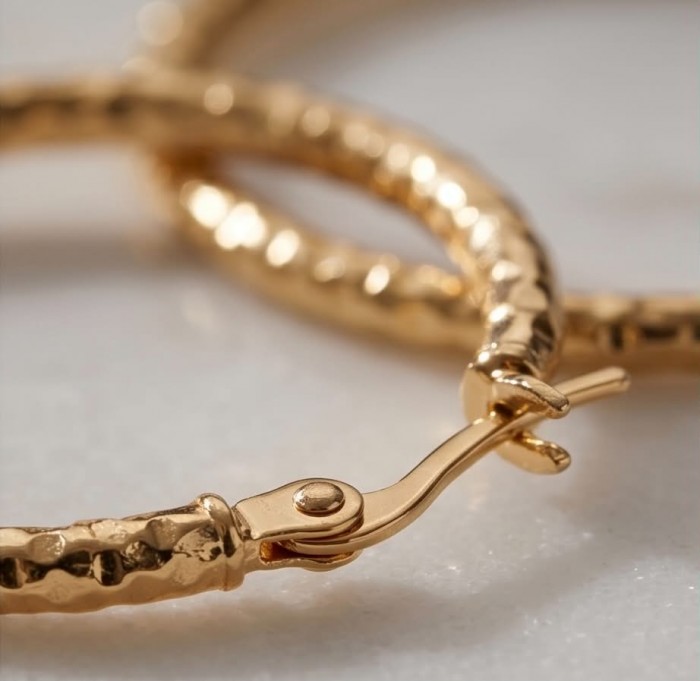 Allure Golden tone handcrafted Stylish midium size Hoop earrings - photo 2