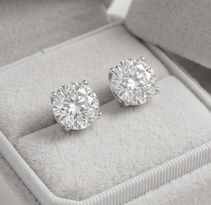 Angelina 8.9 carat authentic White Topaz .925 Sterling Silver Handcrafted Earrings - Close-up of Angelina 8.9 ct white topaz earrings in a jewelry box