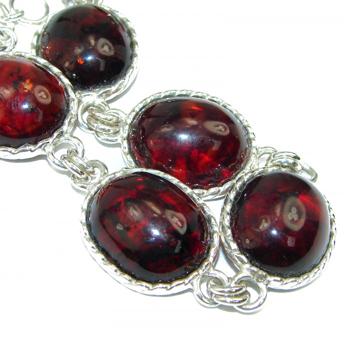 Cognac Color Beautiful Amber .925 Sterling Silver handcrafted Bracelet - photo 2