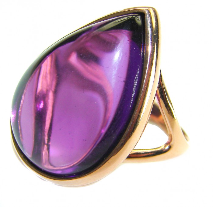 Spectacular Amethyst 14K Gold over .925 Sterling Silver Handcrafted Large Ring size 7 - photo 2