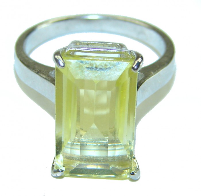 10.8 carat Genuine Lemon Quartz .925 Sterling Silver handcrafted ring size 7 1/2 - photo 3