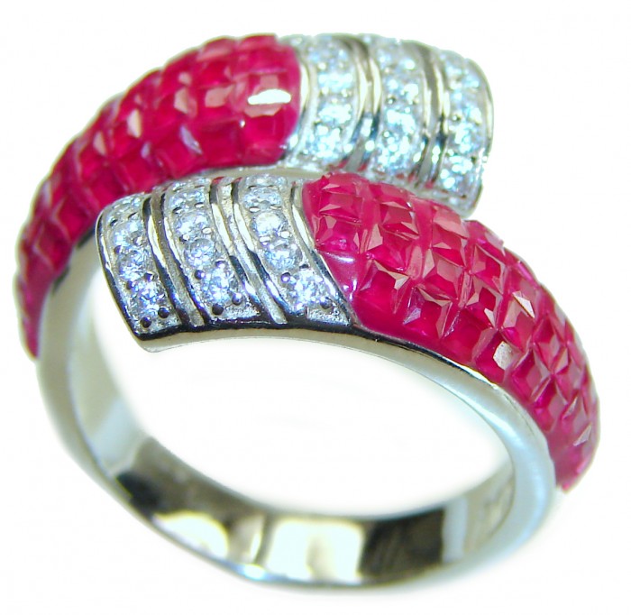 Spectacular authentic Ruby .925 Sterling Silver handmade Ring size 7 1/2 - photo 2