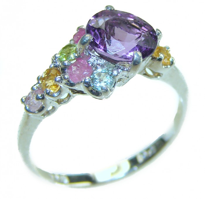 Stephani 0.9 carat African Amethyst Sapphire .925 Sterling Silver Handcrafted Ring size 6 - photo 3