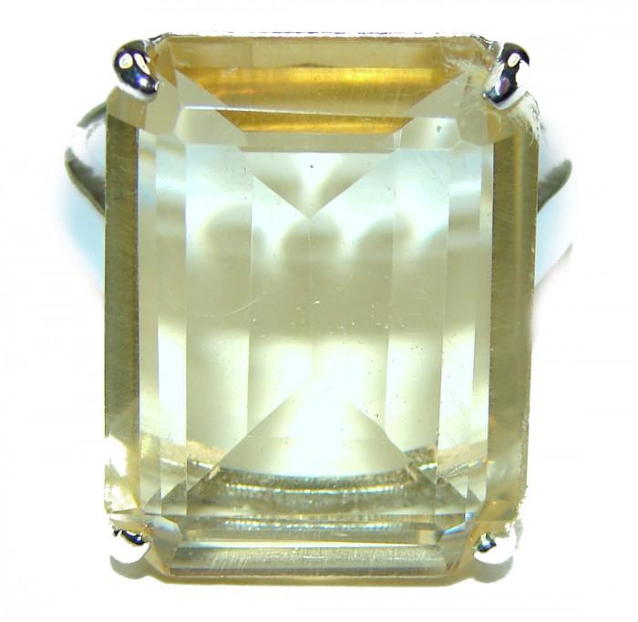 Pure Joy 15.8 carat Genuine Lemon Quartz 14K Gold over .925 Sterling Silver handcrafted ring size 7 3/4 - photo 2