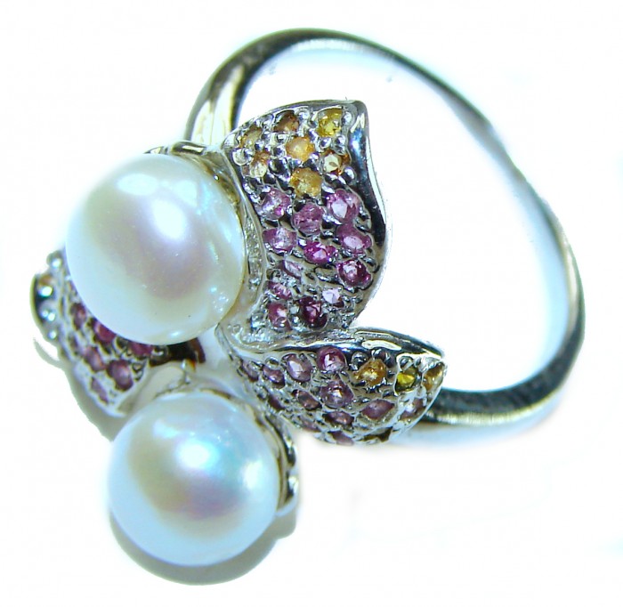 Pure Love White Pearls .925 Sterling Silver brilliantly handcrafted ring s. 6 1/4 - photo 1