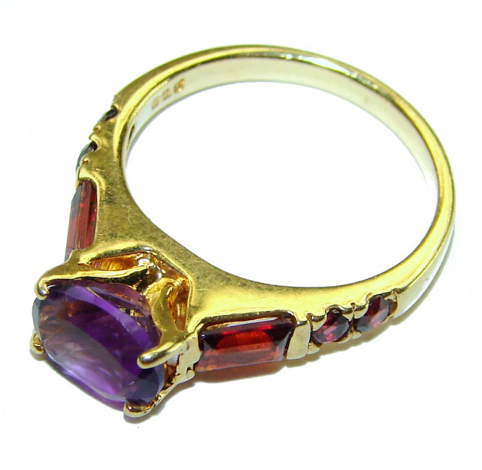 Purple Beauty 3.5 carat Amethyst 14K Gold over .925 Sterling Silver Handcrafted Ring size 6 1/4 - photo 1