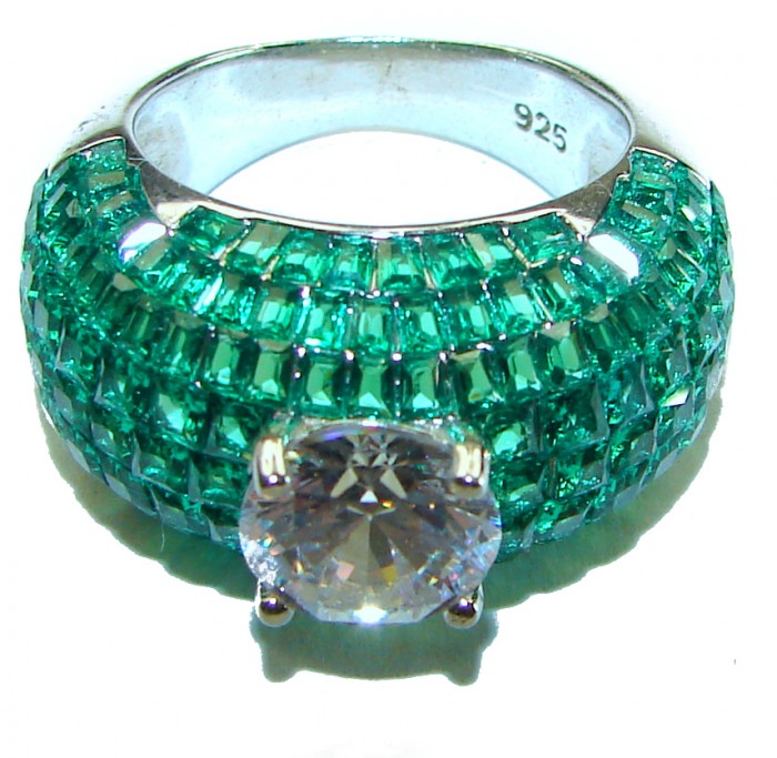 My Love 3.5 carat White Topaz Emerald .925 Sterling Silver Ring size 6 1/2 - photo 2