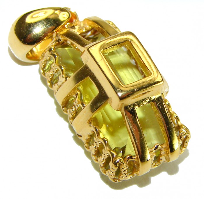 12.3 carat Lemon Quartz 14K Gold over .925 Sterling Silver handcrafted pendant - photo 1