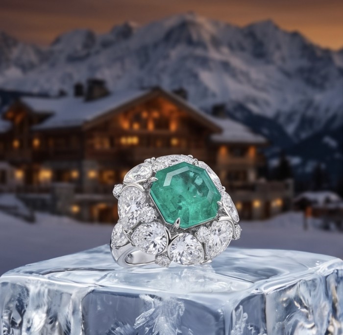 Elizabeth princess cut 14.8 carat Colombian Emerald 12.3 carat Moissanite .925 Sterling Silver dipped in Rhodium handcrafted Ring size 6 - photo 4