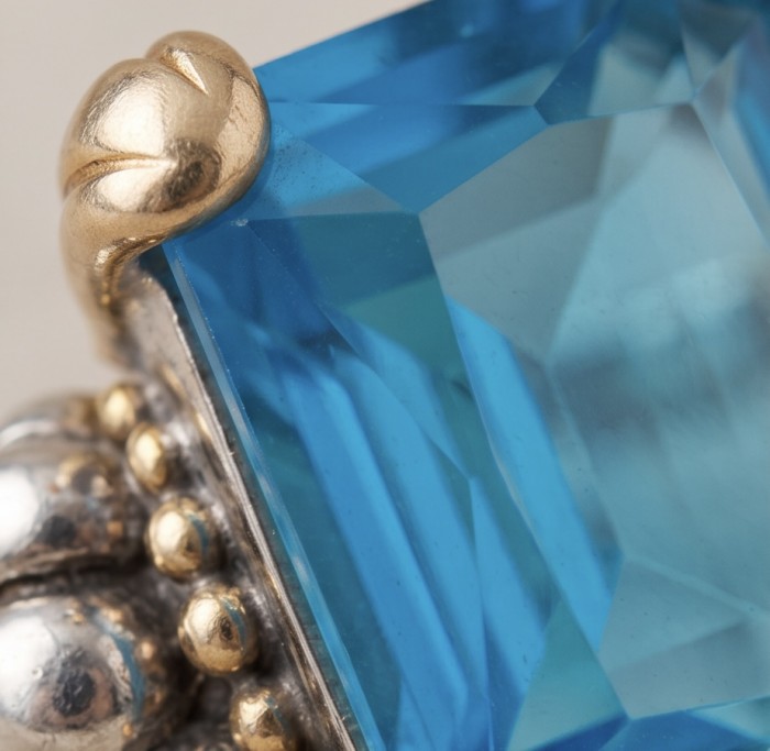 Blue Treasure genuine 10.5 carat London Blue Topaz Silver handmade Statement Ring size 8 - photo 3