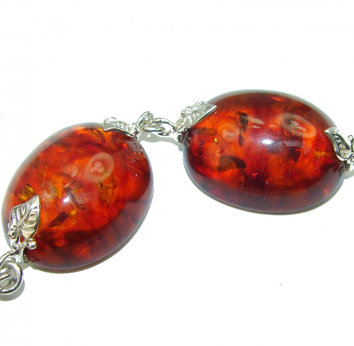 Large Beautiful Amber .925 Sterling Silver handcrafted Bracelet - photo 2