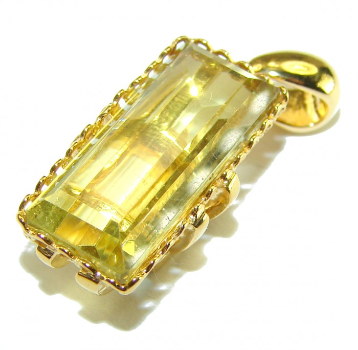 Authentic Golden Lemon Quartz 18K Gold over .925 Sterling Silver handmade Pendant - photo 2