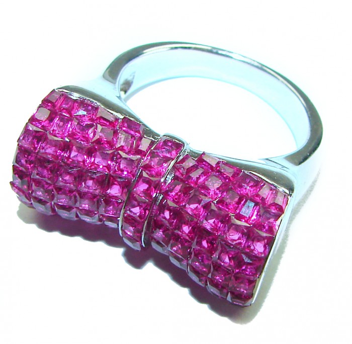 Luxurious Red Ribbon Ruby .925 Sterling Silver handcrafted Ring size 8 1/4 - photo 2