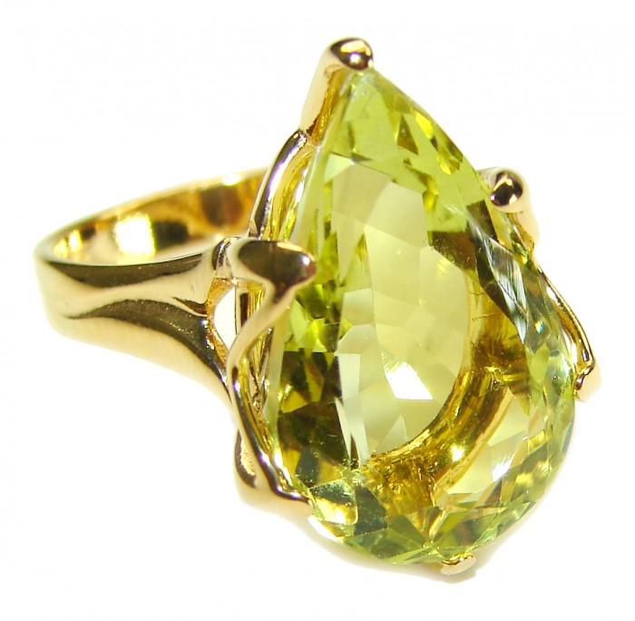 Authentic Citrine 14k Gold over .925 Sterling Silver handmade Cocktail Ring s. 6 - photo 3