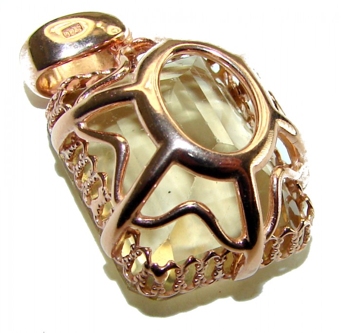17.3 carat Lemon Quartz 14K Gold over .925 Sterling Silver handcrafted pendant - photo 1