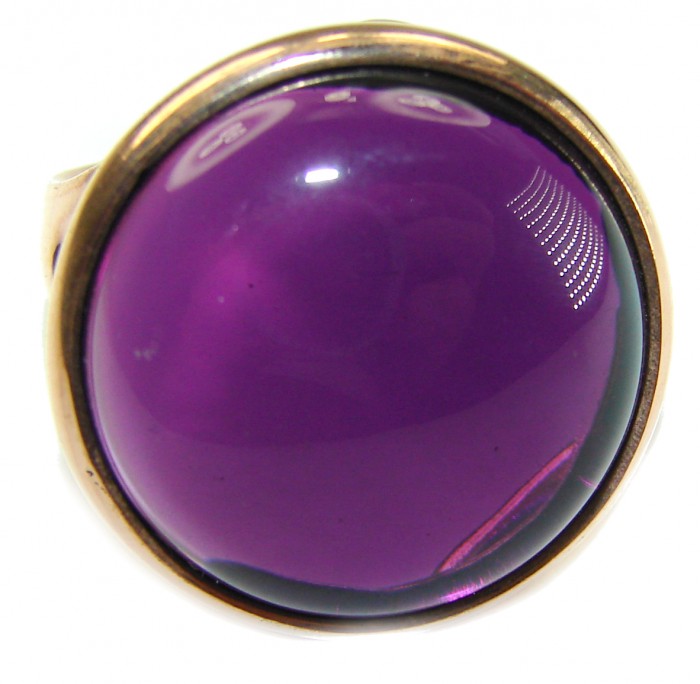 Purple Full Moon 21.2 carat Amethyst 14K Gold over .925 Sterling Silver Handcrafted Large Ring size 9 - photo 2