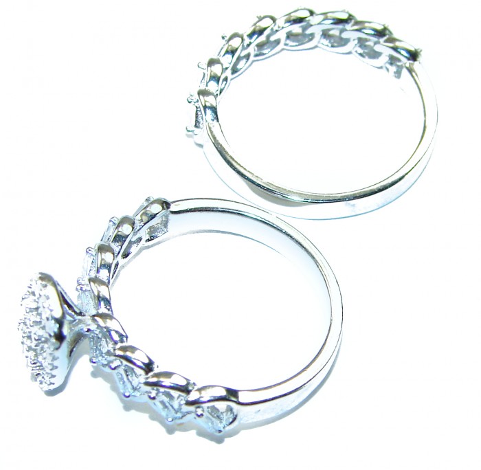 4.8 carat White Topaz .925 Sterling Silver brilliantly handcrafted ring s. 8 - Side view of 4.8 carat White Topaz .925 Sterling Silver rings.