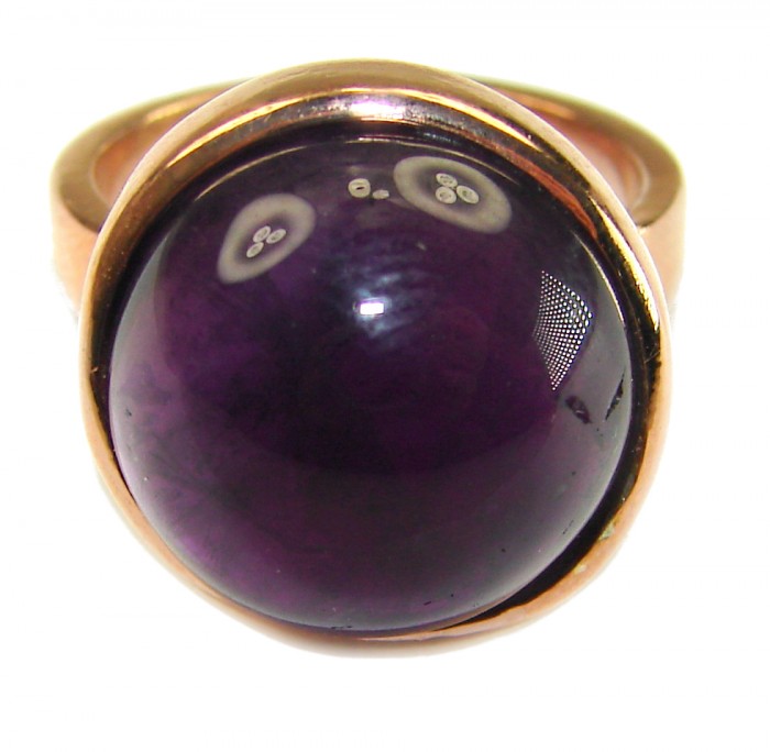 Odyssey 20.5 carat Purple Amethyst 14K Gold over .925 Sterling Silver Handcrafted Ring size 8 adjustable - Amethyst ring stone close-up, Odyssey 20.5 ct, 14K gold over .925 sterling