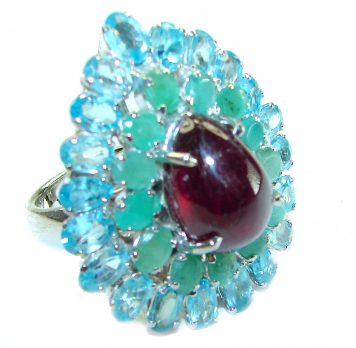 Rose Garden Beauty authentic Ruby 14K Gold over .925 Sterling Silver handcrafted ring size 7 - photo 3