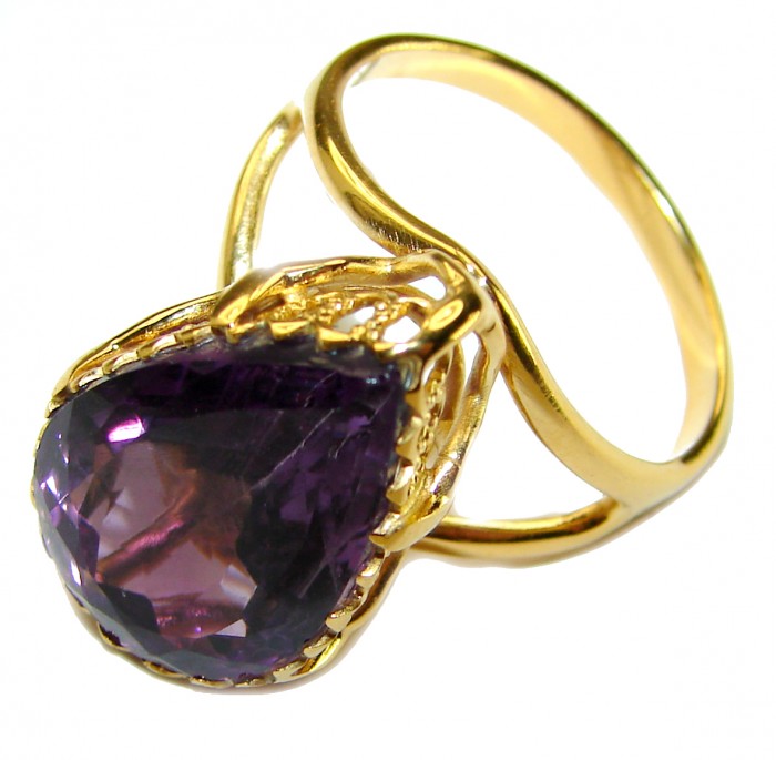 Classy 8.8 carat Amethyst 14K Rose Gold over .925 Sterling Silver Handcrafted Ring size 9 - photo 1