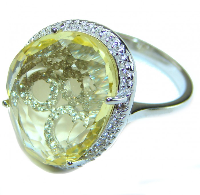 Splendid 14.5 carat Citrine .925 Sterling Silver Handcrafted Ring size 8 - photo 2